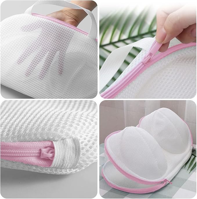Large Bra Laundry Bags for Washing Machine, 2 Pack Brassiere Wash Bags for Laundry, Lingerie Bag for Washing Delicates, Bra Washer Protector (pink 2 pack)