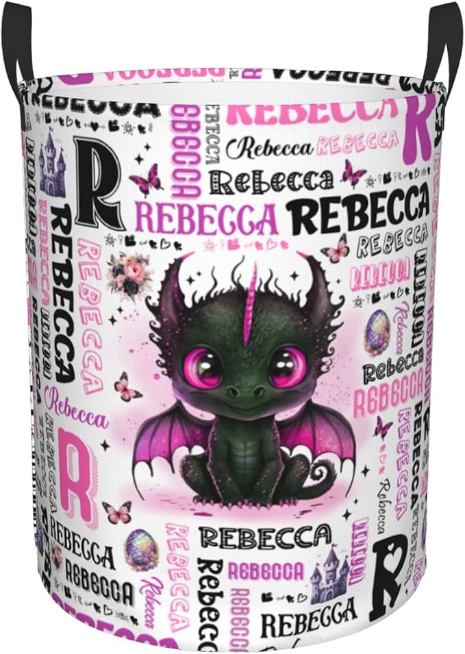 Personalized Dragon Laundry Basket For Baby Kids Boys Girls Adult Custom Hamper Basket With Name For Bathroom Bedrooms Collapsible Baby Laundry Basket, Dirty Clothes Hamper With Handles