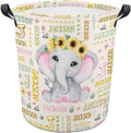Elephant Laundry Basket,Custom Laundry Hamper with Name,Personalized Elephant Gifts for Boys Girls,Customize Collapsible Laundry Basket for Bedroom Bathroom,M-19.5"X 15.7"