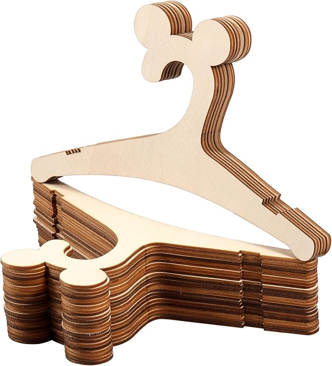 30Pcs Kids Hangers, Wood Baby Hangers, Toddler Hangers, Cartoon Children Hangers, Cute Nursery Hangers for Kids Clothes Pants Jackets (Style 1)