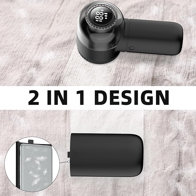 Fabric Shaver Electric Lint Remover Rechargeable Sweater Shaver Dual Protection Removable Bin Easy Remove Fuzz Lint Pills Bobbles ETRR001