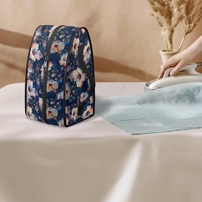 Rchsmod Hibiscus Butterfly Print Steam Iron Case Garment Steamer Carrying Case Travel Iron Storage Holder Bag Iron Accessories, Case Only