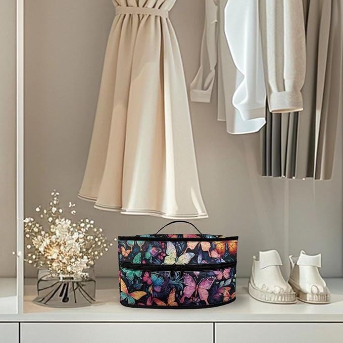 Colorful Butterfly Travel Iron Storage Box Carrier Bag with Handle Iron Accessories Portable Lightweight Iron Organizer Carrier Bag