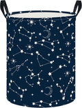 CLOCOR Large Blue Round Laundry Hamper,Kids Toy Storage Basket,Baby Dirty Clothes Nursery Hamper for Boys and Girls,Bedroom,Bathroom,Gift Basket(Starry Sky)