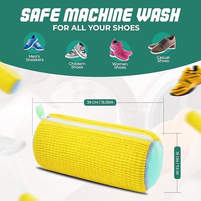 GUIVA Shoe Washing Machine Bag - Shoe Laundry Bag for Washer and Dryer - 360° Deep Cleaning Washer Bags with Zipper & Mesh Protection - Reusable Sneaker Washing Machine Bag - Pack of 2