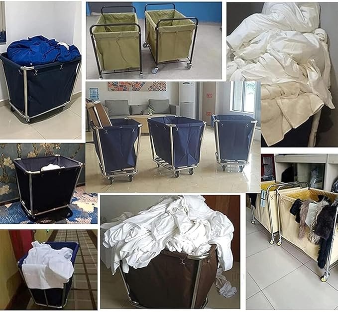 400L Commercial Laundry Cart Liner Bags - Removable Waterproof Replacement Bags for Rolling Laundry Baskets, Heavy-Duty Oxford Cloth Storage (Large Capacity) (Khaki)