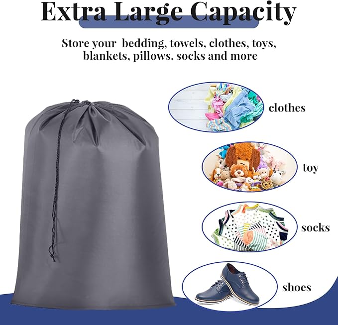 Woanger 12 Pack 28 x 45 Inch Extra Large Laundry Bags Bulk Washable Travel Laundry Bag with Drawstring Closure Large Dirty Clothes Organizer for College Dorm Home Hotel Camping(Colorful)