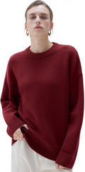 SUUKSESS Women Cashmere Blend Oversized Crew Neck Long Sleeve Pullover Sweaters