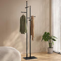 Coat Rack Freestanding with Marble Base, Heavy Duty Metal Clothes Rack, Corner Coat Tree Hat Rack for Entryway Bedroom Living Room Hotel 14.96 x 10.24 x 68.9 Inches (Black)