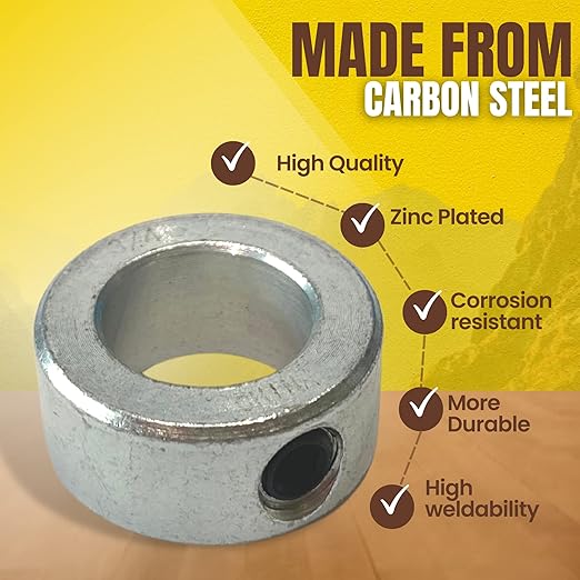 (4-Pack) 3/4” Bore Solid Steel Shaft Collars with Zinc Plated Coating - Durable Shaft Collars Suitable for Machinery and Industrial Use