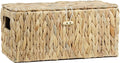 Water Hyacinth Baskets for Organizing, Rectangular Wicker Basket with Lid, Storage Baskets Bins with Built-in Handles for Shelf, Decorative Woven Basket Boxes for Storage Home Organizer Decor