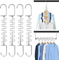 KLEVERISE 8 Pack Metal Space Saving Hangers, Stainless Steel Hangers Space Saving for Clothes, Magic Cascading Space Saving Closet Clothing Hanger Organizer Space Saver, College Dorm Essentials