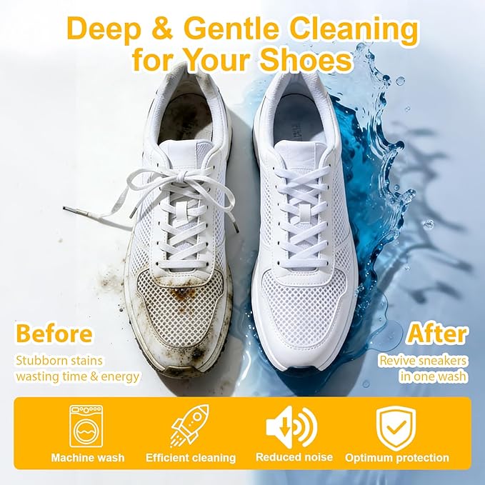 Shoe Washing Machine Bag,Laundry Shoe Bag For Washer And Dryer,Shoe Washing Bag for Washing Machine, Shoe Cleaning Bag For All Shoe Types Reusable Shoe Washing Bag (Grey 2pcs)