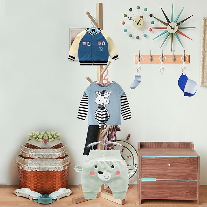 50pcs Blue Baby Hangers, Non-Slip and Extendable Laundry Infant Pant Hanger for Newborn Clothes Hangers,11"-14'' Adjustable Children Coat Hanger for Girl Boy Toddler Kids Child.