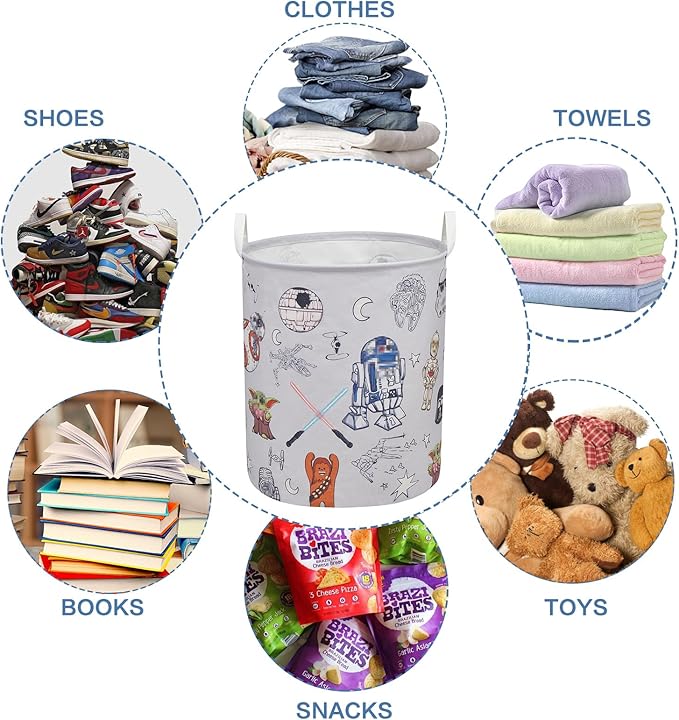 Room Nursery Decor,Baby Laundry Large Hamper Foldable With Waterproof Pe Coating,Dirty Clothes Basket Featuring The Child,Bedroom,Bathroom Set,Toy Bin,Boys and Girls Birthday Gifts (round)