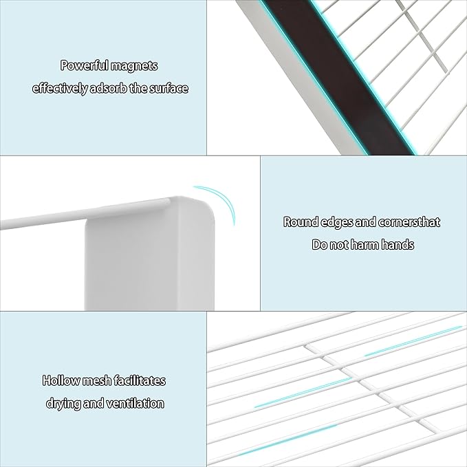 Magnetic Shelf for Washing Machine Magnetic Organizer Shelf for Laundry Hanger Organizer Washing Machine Shelves Magnetic Fridge Shelves for Laundry Bathroom Kitchen RV White