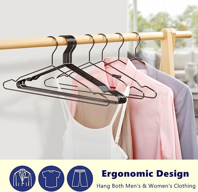 Amber Home 30 Pack 17" Strong Black Metal Wire Clothes Hangers, Heavy Duty Coat Hangers, Standard Suit Hangers for Jacket, Shirt, Dress (Black, 30)