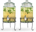 MosJos 2 PACK 1.5 Gallon Drink dispenser, Glass Beverage Dispenser With Elegant Stand Stand, Drink Dispensers for Parties With Spigot 100% Leakproof. Perfect For Parties And Daily Use