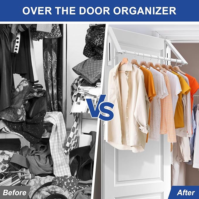Over The Door Clothes Hanger,1.69 Inch Door Hook for Over The Door Drying Rack,Foldable Retractable Overdoor Hanger Hook for Bathroom,Laundry Room,Apartament and Bedroom