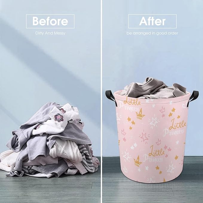 Pink Princess Laundry Basket Princess Room Decor Dirty Clothes Kids Laundry Hamper Girls Room Decor Girls Hamper