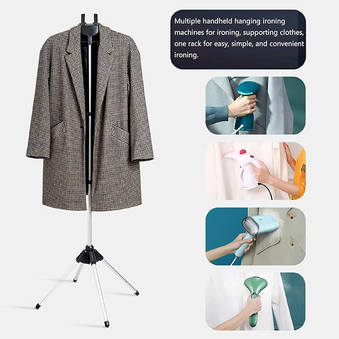 Garment Steamer Stand for Clothes Steamer Rack Iron stand 360° Rotating Foldable Hanger Holder Stand with Ironing Gloves Clothing Fuzz Remover for Home Hotel RV Travel