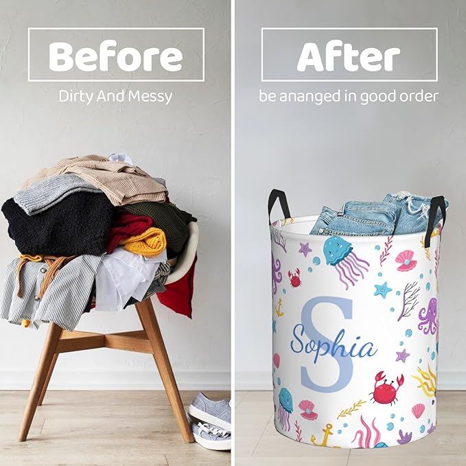 Personalized Laundry Hamper with name, Custom Laundry Hamper with Name, Customized Name Laundry Basket, Customizable laundry name basket with Handles Gifts for Men Women