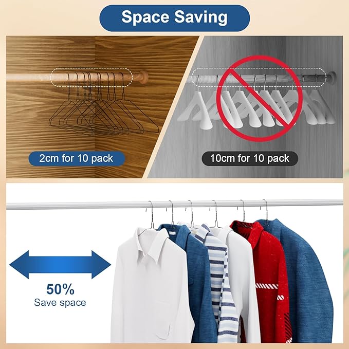 SPECILITE Wire Metal Clothes Hangers Bulk 300 Pack for Standard Size Suits, Coats, Shirts, Pants, Skirts, Space Saving, Non Slip,16 Inch 12 Gauge Ultra Thin, Black