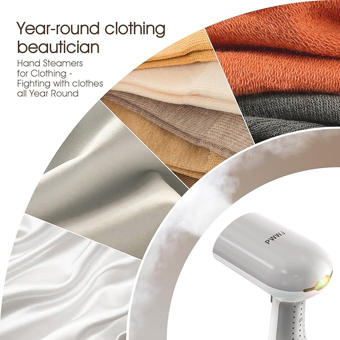 Handheld Garment Steamer - 1000W Portable Travel Steamer, 20s Rapid Heat-Up, 0.8kg Lightweight Fabric Iron with 302°F Dry Steam for Home and Travel, 220ml, White