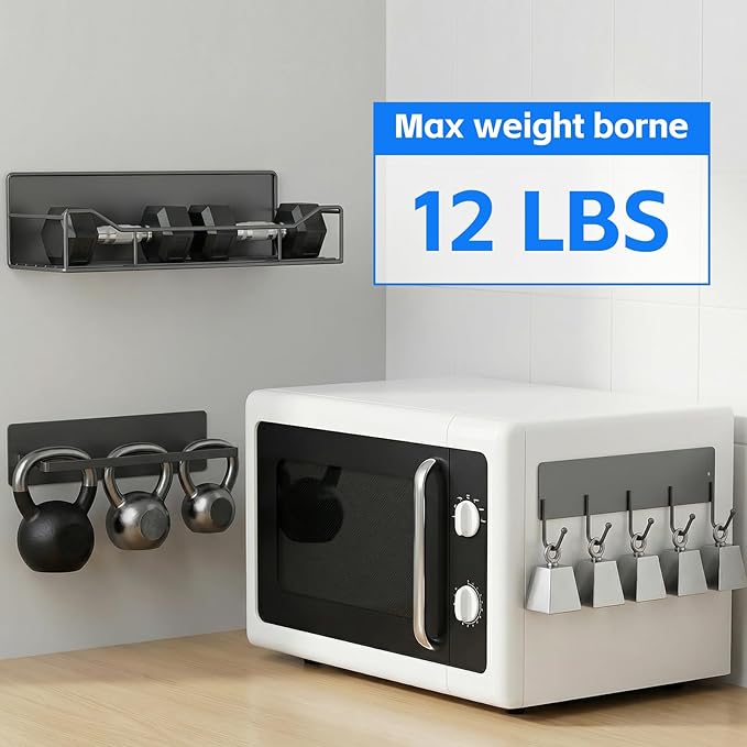Magnetic Laundry Shelf Organizer, 5 Pack Magnetic Shelves for Washing Machine with Hooks, Heavy Duty Magnetic Storage Rack for Washer, Dryer, Refrigerator, Kitchen, Pantry & Laundry (Grey)