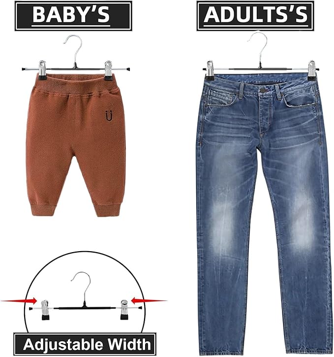 CAYUGIN-Non-Marking Anti-Slip Pants Hanger, Space-Saving Pants Clip and Skirt Clip, Jeans and Long Pants Hanger, Clothes and Pants Clip for Various Shorts and Casual Pants, Durable. (10, White)