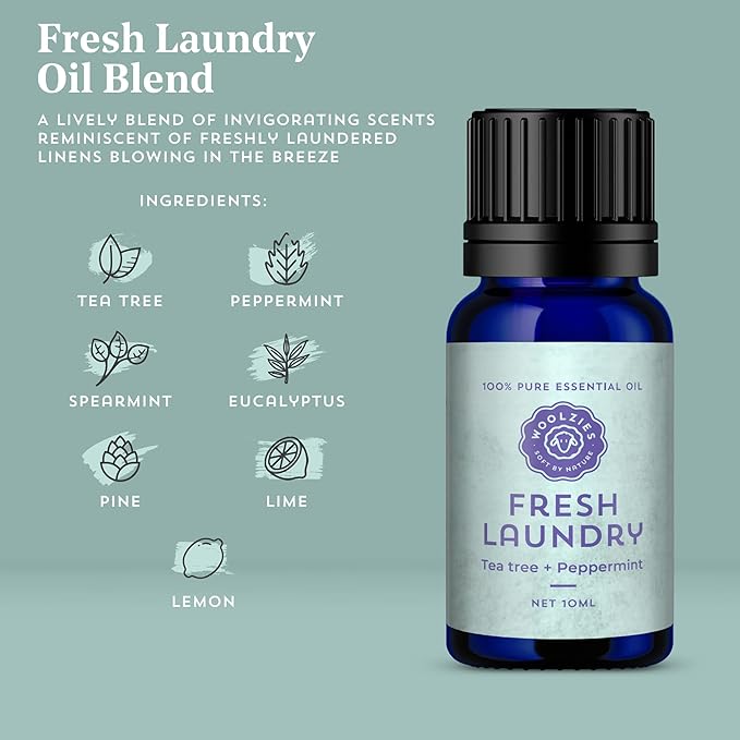 Laundry Essentials Essential Oil Set: Use with Wool Dryer Balls or Oil Diffuser Elevate Your Laundry with All-Natural Aromatherapy Scents | Fresh Laundry, Chamomile Bliss, Pure Linen 10 ML
