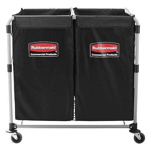 Rubbermaid Commercial Products Collapsible X Cart, Black Multistream, Steel Industrial Laundry/Trash Cart with Wheels for Hotels/Hospitals/Nursing Homes/Offices