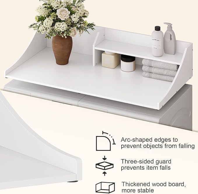 54'' Laundry Room Organization, 2-Tier Washer and Dryer Countertop for Folding Clothes and Organization, White