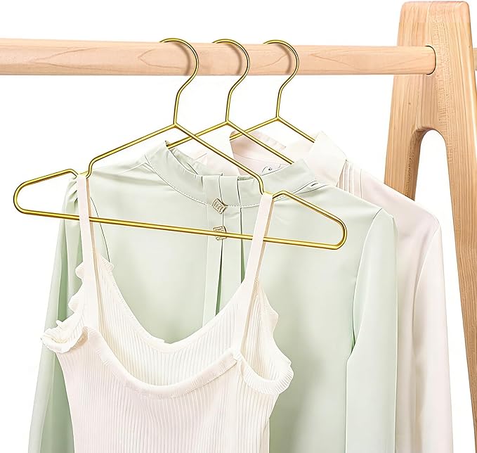 30 Pack Clothes Hangers, METLUCK Stainless Steel Gold Hangers for Clothes Strong Wire Metal Coat Hangers Standard Suit Hangers, Great for Daily Use -17.7 Inch, Gold