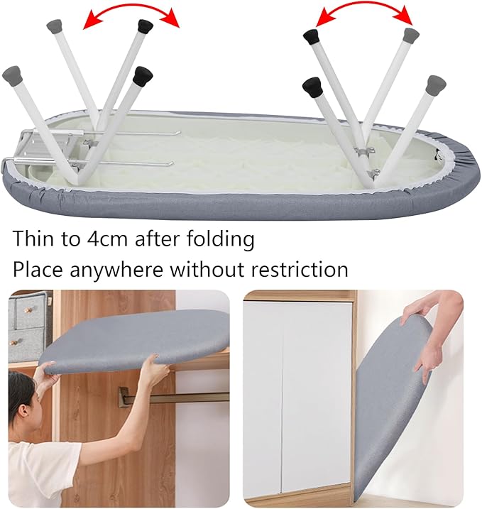 AKOZLIN Tabletop Ironing Board 23.6" L x 14''W x 7''H with Removable Sleeve Board - Folding Legs Cotton Cover Travel Countertop Iron Board
