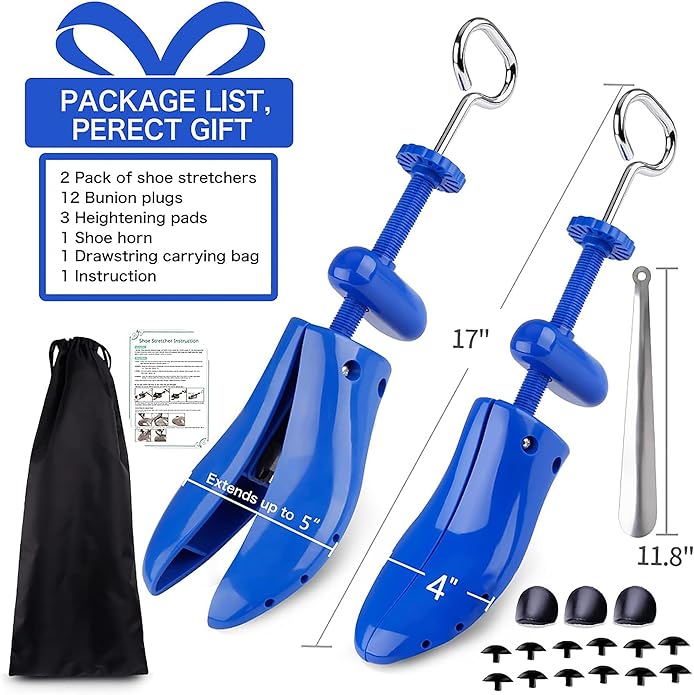 Shoe Stretcher, Plastic Pair of 4-way Adjustable Shoe Expander Shoe Tree Widener for Wide Feet Bunions