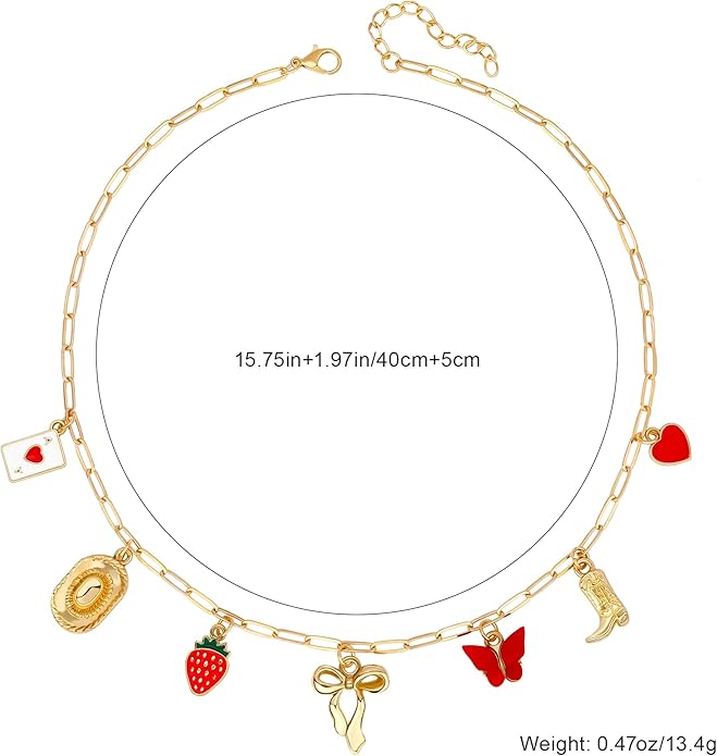 Chunky Gold Necklace for Women Gold Evil Eye Cowboy Pendant Necklace Dainty Paperclip Chain Vintage Luck Amulet Choker Necklaces Celestial Jewelry Gift