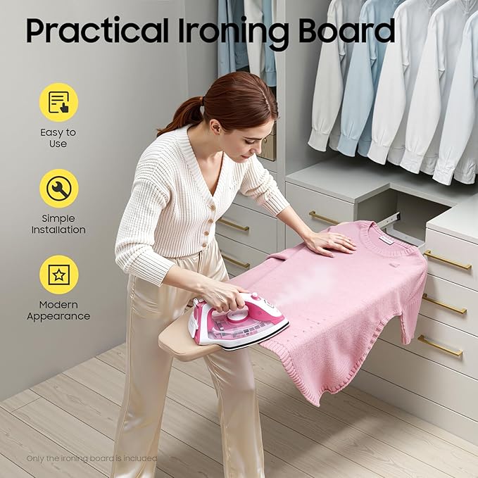 Retractable Ironing Board, 180° Rotation Foldable Ironing Board Closet Sliding Out Swivel Iron Boards Mounted Pull Out Iron Folding Boards with Cloth Cover for Bedrooms Checkrooms Sewing Rooms
