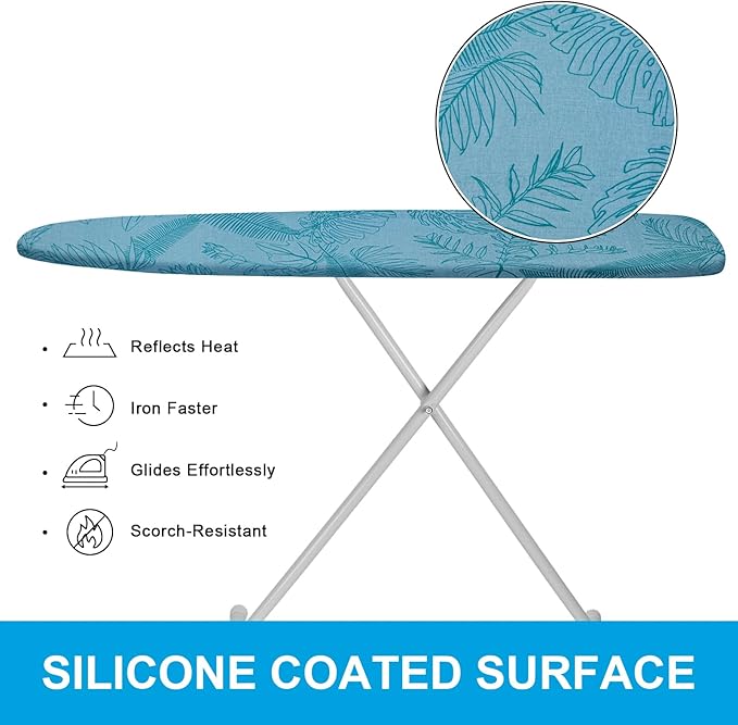 Dalykate Ironing Board Cover 21 x 57 with Scorch and Stain Resistant Thick Padding and Elasticized Edge Ironing Board Covers 4 Fasteners and 1 Protective Scorch Mesh Cloth