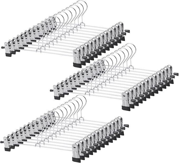 GoodtoU Pants Hangers, 50 Pack Skirt Hangers with Adjustable Clips for Men Women Kids Pants Shorts Trouser Jeans Clothes