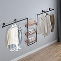 Industrial Pipe Clothing Rack Wall Mount Clothing Rack With Three Storage Shelves Clothing Display Rack Retail Display Clothes Rod Iron Garment Rack Multi-occasion Clothes Display Shelf