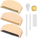 LemonRoad 3 Pcs Wooden Lint Comb Cashmere Comb 3 Styles Manual Fabric Shaver with Sewing Needles Complete Garment Repair kit for Different Fabrics Sweater Care