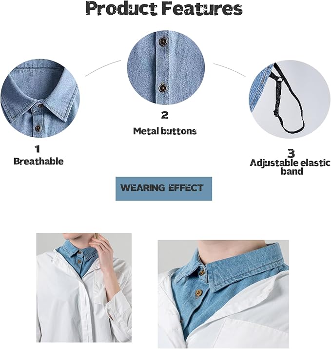 Denim Detachable Collar Faux Dickey Half Shirt Blouse False Decorative Choker