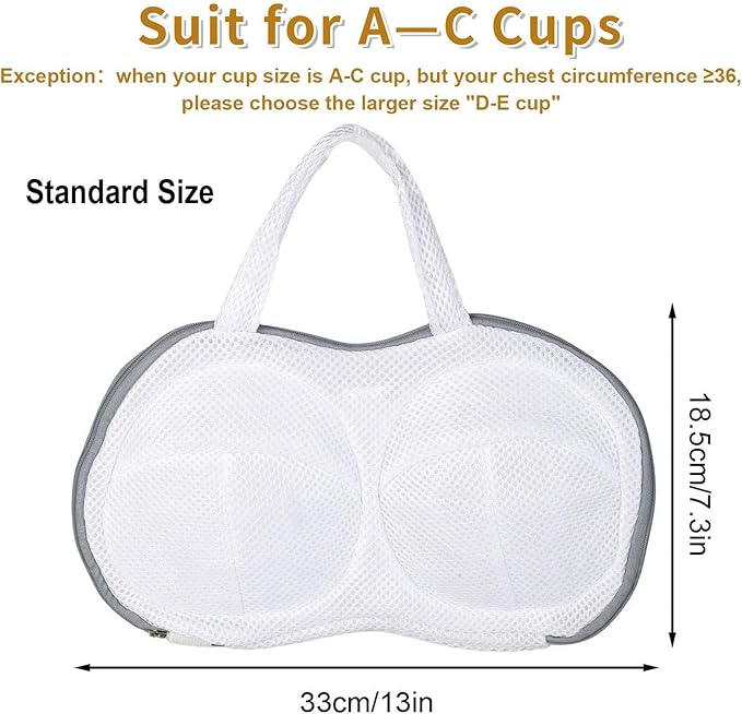 3Pcs Bra laundry bags,Bra Washing Bag for Laundry Lingerie Underwear Brassiere Bag,Lingerie Bags with 3D Skeleton for Washing Machine,Grey（A to C Cups）