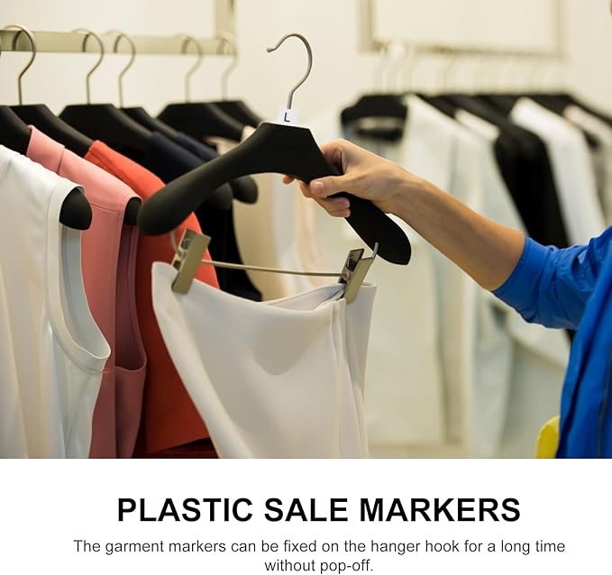 Balacoo Clothes Hanger Size Markers, 100Pcs Garment Size Markers Kit for Retail, at Home Hangers, Closet Organization 10 Size White 1X1CM