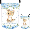 Personalized Laundry Basket for Kids Boys Girls Adults, Custom Name Lion Laundry Baskets for Nursery, Customize Blue Laundry Hamper, Personalized Gift with Baby Name 2 Sizes