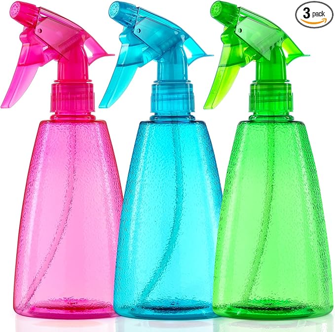 Bealee Spray Bottles 3-Pack, 16 Oz, Mist & Stream, Plastic Water Spray Bottle for Hair, Essential Oils, Plants, Cleaning Solutions, BBQ, Cat Dog Correction Behavior - Leak Proof - Empty Spray Bottles