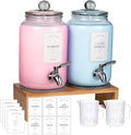2 Pack Glass Laundry Detergent Dispenser,Sturdy glass Fabric Softener Dispenser With Leak Proof Pump,Reusable Container & Bamboo Stand-108Oz Big Laundry Soap Container For Washer Room Organization (2)