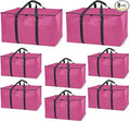 ClearSpace Heavy Duty Moving Bags or Storage Bags – Pink Storage Bins with Lids, Large Moving Boxes with Backpack Straps & Zippers,– Packing Box & Moving Supplies for College Dorm, 8 Pack