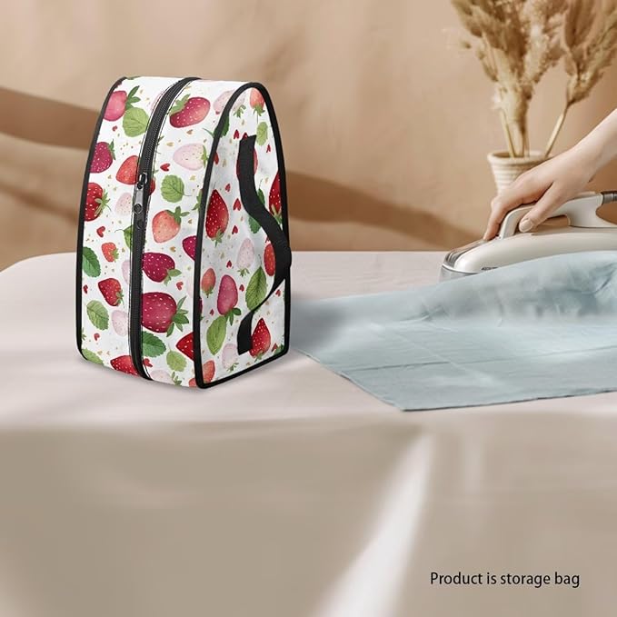 Strawberry Heart Print Steam Iron Case Travel Iron Organizer Handheld Steamer Holder with Handle Waterproof Travel Accessories, Case Only